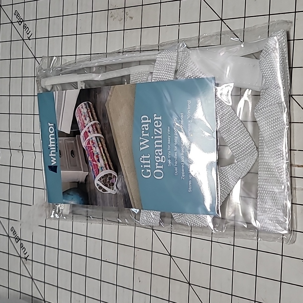 Whitmor Gift Wrap Organizer - Clear&White NIP 8.74"‎ x 31"